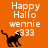 Pixelated orange background with white text and black cat icon; three identical instances of 'Happy Hallo wennie <333' text above a walking cat, one partially cropped on the right.