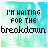 Pixelated text reads "I'M WAITING FOR THE breakdown." on a light blue-green gradient background with a small heart symbol.