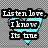 Pixelated cyan heart-shaped icon with black text overlays reading "Listen love I know Its true" and "Please let me" on top, "Be with you" at bottom.