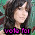 Pixelated image of a person with long dark hair and a green background, overlaid with colorful text reading "vote for so you think you can dance!" and "Courtney Galiano on".
