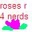 Pixelated image with text 'ROSES 4 nerds' above a pink flower with green leaves on a light background.