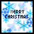 Animated sequence of 'MERRY CHRISTMAS' text with pixelated blue and white snowflake background, showing letter-by-letter animation changes across frames.
