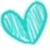 A pixelated heart shape in varying shades of cyan and turquoise on a white background.