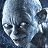 A 48x48 pixel buddy icon featuring a split design with a grayscale character portrait on the left and golden text for 'The Lord of the Rings: The Return of the King' on the right, displayed as part of an animated contact sheet.
