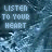 identical blue-toned icons featuring the text "LISTEN TO YOUR HEART" over a textured background with repeating patterns