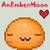 Pixel art character with orange rounded body, pink cheeks, and small mouth; four variations show closed eyes or open black eyes with white highlights.