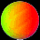 Four circular gradient spheres arranged in a on black background, each displaying distinct color transitions from yellow-green to red-orange and magenta to cyan