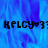 Blue and purple pixelated background with repeated black text 'KELCY' followed by a heart symbol and three numbers.