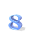 Blue 3D infinity symbol with varying shadows and rotation angles
