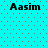 Cyan background with red dots and four identical black text instances of 'Aasim' in pixelated font.