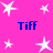 A static image with a bright pink background featuring white star shapes and blue text reading "Tiff" in four locations.