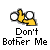 A 3x3 contact sheet of pixel art animated frames showing a yellow stick figure with white eyes making hand gestures, paired with text labels "Don't Bother Me" or "I'm Eating" on gray background.