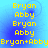 Yellow text on blue gradient background displays names Bryan and Abby in vertical pairs with 'Bryan+Abby' at bottom, no visible motion.