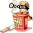 Pixelated character with blonde hair and black glasses stands behind a red and gold patterned object, emitting smoke from the top, with text above the head.