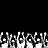 Black background with a horizontal of white and gray pixelated shapes resembling abstract hands or fingers at the bottom edge