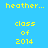 Pixelated yellow text on blue backgrounds reads "heather... class of 2014" in four distinct color variations.