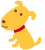 A 3x3 contact sheet of seven animated frames showing a yellow cartoon dog with a red collar in various running poses against a gray background.