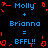 Pixelated digital image with blue and red text on black background showing repeated names and phrases in a -like arrangement
