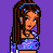 Pixel art buddy icon featuring a female character with brown hair and blue accessories against purple background, paired with text "COME HOME" and "NOBODY IS THERE" in white pixelated font.