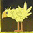 A 48x48 pixel buddy icon featuring a yellow bird-like creature with spiky feathers and orange legs on the left, next to black background text reading "Anime IM" above smaller stylized text "cOm" on the right.