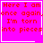 Four identical pink display red text reading 'Here I am once again, I'm torn into pieces' with white borders; two contain small symbols in the bottom-right corner