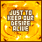 Pixelated square icon with orange-yellow gradient background and white text reading "JUST TO KEEP OUR DESIRE ALIVE" in stacked lines, animated color cycling on the wordwall.