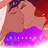 Pixelated image of two figures embracing, one in purple dress with white accents, against a bright background.