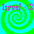 Four identical spiral patterns arranged in a , each with green and cyan swirls and pink text reading "Israel <3" at the top-left corner