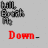 Static icon with repeated 'Down' text and pink star symbols on a gray background.