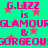 A static image with a bright cyan background, pink text reading "G.LIZZ is GLAMOURGLAMOUR & GORGEOUSGORGEOUS", and scattered red star shapes.