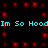 A static digital image with cyan text reading "Im So Hoo" repeated twice on a black background filled with red pixelated shapes.
