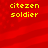 Red background with four identical yellow pixelated text blocks reading 'citezcn soldier' arranged in a