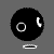 Black circular icon with white facial features and limbs in various poses on gray background.
