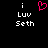 Pixelated text and a pink heart symbol on black background, with identical left and right sections.