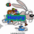 Animated icon features a cartoon rabbit with long ears holding a colorful egg, with text overlays changing from 'Happy' to 'from 5ardw05'.