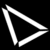 A white triangular outline with a pixelated edge on a black background, appearing as an incomplete or stylized play button symbol.