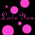 Animated sequence of 'Love You' text in multiple colors with corresponding colored circles on black background.