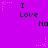 Purple background with repeated text "I Love No" and pink star-shaped pixel art elements in a pattern
