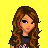 A 4x3 contact sheet of a pixel art animation featuring a female character with long brown hair, black clothing, and pink accents on a bright yellow background.
