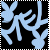 Light blue pixelated text on black background with a thin gray border, appearing as stylized letters or symbols.