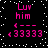 Pixelated pink text and symbols on black background with white dots, arranged in four identical quadrants.