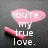 A static image with four showing pink hearts and text phrases over a dark gray background
