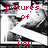 A black-and-white pixelated image of a person in formal attire with red text overlay reading 'pictures of you' and a heart symbol replacing the number 3.