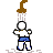 Animated contact sheet showing a stick figure character under a shower with changing poses across eight frames, rendered in pixel art style with brown water and blue pants on white background.