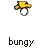 Animated contact sheet of a yellow stick figure character performing bungee jumps against gray background with repeated "bungy" text labels and "Coolbuddy Coolbuddy" footer.