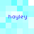 Pixelated light blue background with four instances of the word 'hoyley' in purple lowercase letters arranged in a pattern