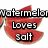 Red watermelon slice with black text overlays on white background; multiple variations of text phrases appear across frames.