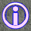 A circular icon with a light purple border and blue outline rotates through multiple angles, displaying an information symbol inside.