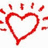 Red heart with radiating lines and text 'let your heart shine' on white background