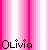 pink and white vertical stripes with 'Olivia' text cycling between black and white in each